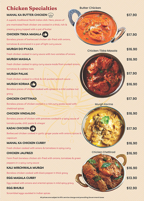 Shish Mahal Restaurant Singapore Menu