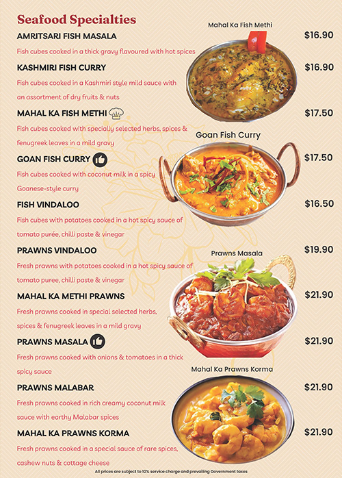 Shish Mahal Restaurant Singapore Menu