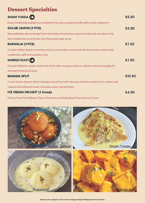 Shish Mahal Restaurant Singapore Menu